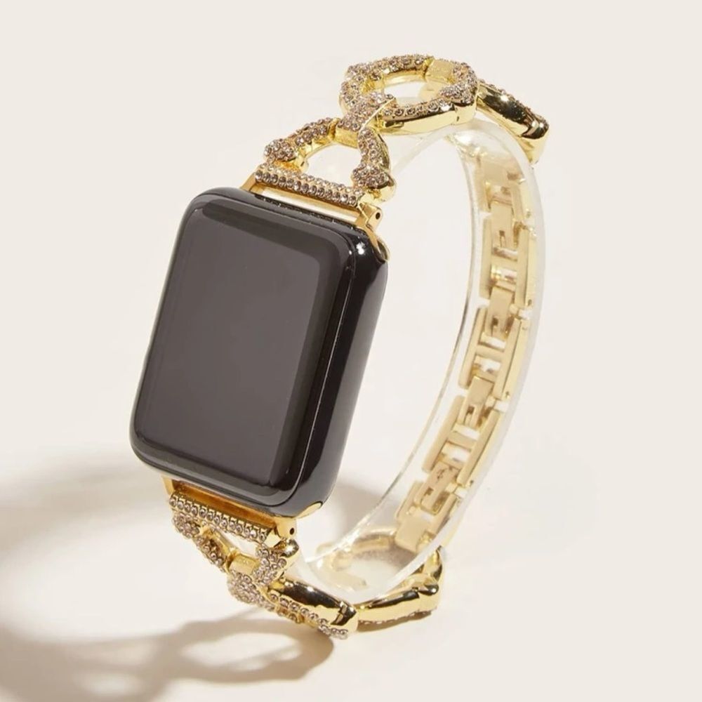 NWT Gold Rhinestones Apple Watch Band Stainless Steel High Quality Size …​